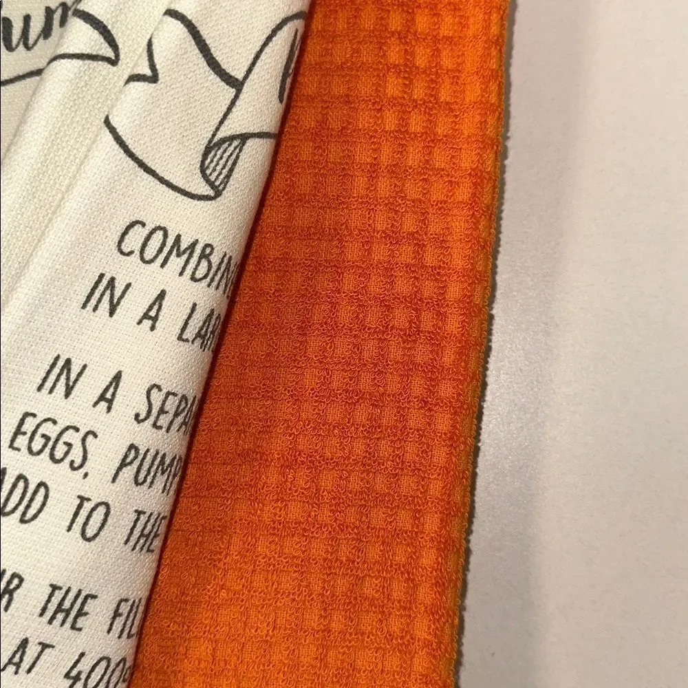 DC Ivory Orange Cotton Blend Fall Gigi’s Pumpkin Pie Recipe Kitchen Towels